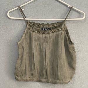 Moss Green Crop Top with Crochet Detail